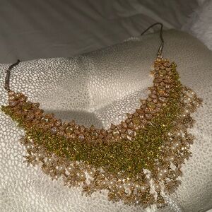 Gold and Green Statement Necklace